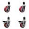 Service Caster 4'' Red Poly Wheel Swivel 1-7/8'' Expanding Stem Caster Set 2 Brakes, 4PK SCC-EX20S414-PPUB-RED-2-PLB-2-178 - alternate 1